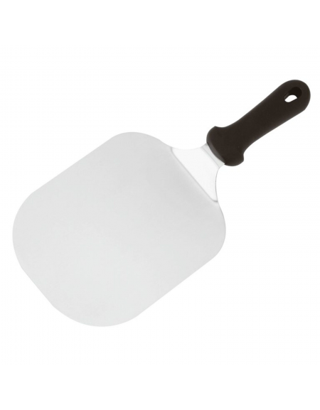 Pala per pizza in acciaio inox con piatto rettangolare e manico corto in plastica - cm 22x18