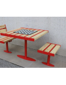 Set composto da 1 tavolo quadrato da 90 cm + 2 sedie piane da 60 cm, struttura in acciaio e doghe in legno di pregio