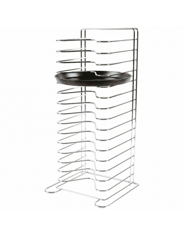 Rastrelliera porta teglie in acciaio inox -per teglie pizza diametro max cm 36 - cm 30,5x30,5x70h