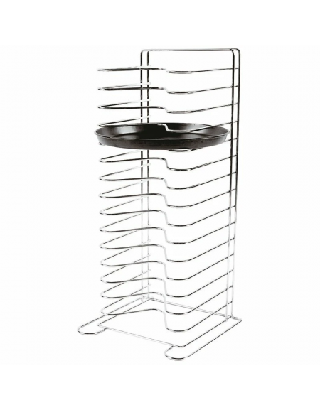 Rastrelliera porta teglie in acciaio inox -per teglie pizza diametro max cm 36 - cm 30,5x30,5x70h
