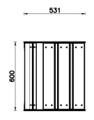 Set composto da 1 tavolo quadrato da 90 cm + 2 sedie con schienale da 60 cm , struttura in acciaio e doghe in legno di pino