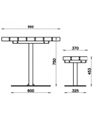 Set composto da 1 tavolo quadrato da 90 cm + 2 sedie piane da 60 cm , struttura in acciaio e doghe in legno di pino