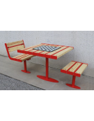 Set composto da 1 tavolo quadrato da 90 cm + 2 sedie piane da 60 cm , struttura in acciaio e doghe in legno di pino