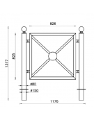 Barriera completa in tubolare acciaio zincato e verniciato con nr. 2 supporti di testa da inghisare - cm 117,6x131,7h