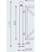 Supporto di testa da inghisare per barriera in tubolare acciaio zincato e verniciato - cm Ø8x131,7h