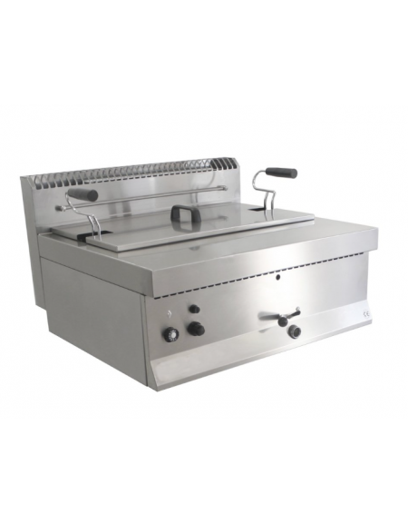 Friggitrice a gas da banco per pasticceria Litri 21 - Dimensioni cestello cm 57x44x8h - Dimensioni esterne cm 67x65x37h