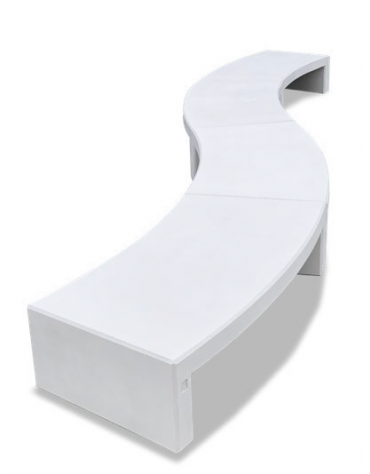 Panchina curva in graniglia di marmo, con finitura acrilica trasparente - modulo da cm 203x45x90h