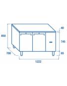 Tavolo GN1/1 refrigerato in acciaio inox 2 porte con motore remoto ( escluso ) refrigerazione ventilata -2° +8°C-cm 122,2x70x85h