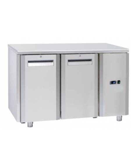 Tavolo GN1/1 refrigerato in acciaio inox 2 porte con motore remoto ( escluso ) refrigerazione ventilata -2° +8°C-cm 122,2x70x85h