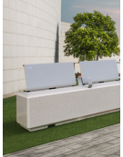 Panchina realizzata in graniglia di marmo, con 2 schienali in acciaio zincato e verniciato - cm L. 200