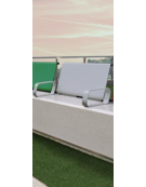 Panchina con schienale e coppia braccioli in graniglia di marmo e acciaio zincato e verniciato - cm L. 50