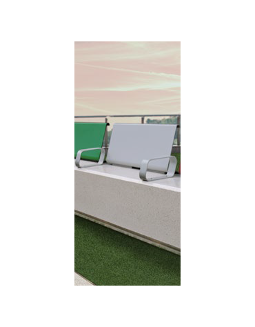 Panchina con schienale e coppia braccioli in graniglia di marmo e acciaio zincato e verniciato - cm L. 50