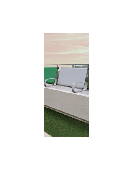 Panchina con schienale e coppia braccioli in graniglia di marmo e acciaio zincato e verniciato - cm L. 50