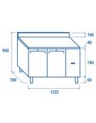 Tavolo GN1/1 refrigerato con alzatina 2 porte con motore remoto ( escluso ) refrigerazione ventilata -2° +8°C-cm 122,2x70x95h