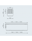 Panchina senza schienale relizzata in graniglia di marmo con seduta in acciaio  - cm 103,5x40x49,5h