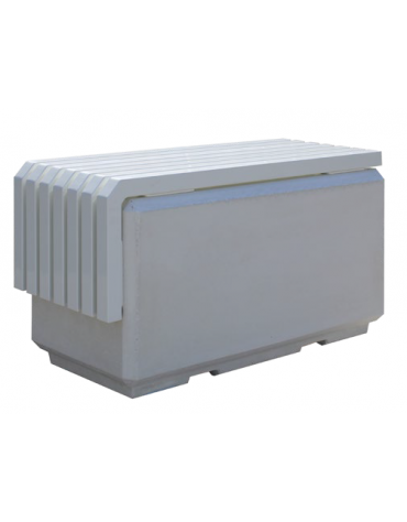 Panchina senza schienale relizzata in graniglia di marmo con seduta in acciaio - cm 153,5x40x49,5h