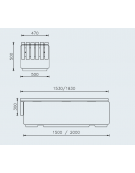 Panchina senza schienale relizzata in graniglia di marmo con seduta in legno di pregio  - cm 150x50x50h