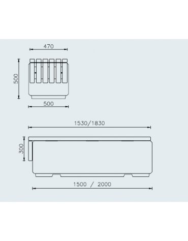 Panchina senza schienale relizzata in graniglia di marmo con seduta in legno di pregio  - cm 150x50x50h