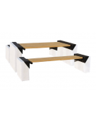 Set composto da tavolo + 2 panchine con schienale in legno di pino - fianchi in cemento bocciardato - cm L. 207,6