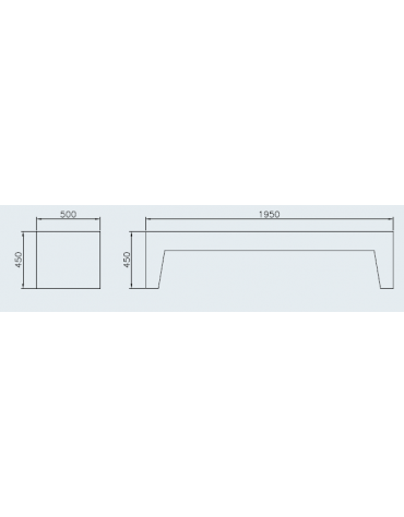 Panchina monoblocco in graniglia di marmo, senza schienale - trattamento antigraffiti - con fianchi bocciardati -  cm 195x50x45h