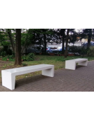 Panchina monoblocco in graniglia di marmo, senza schienale - trattamento antigraffiti - con fianchi bocciardati -  cm 195x50x45h