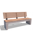 Panchina monoblocco in graniglia di marmo con schienale e seduta in legno di pregio - cm 195x50x96,3h