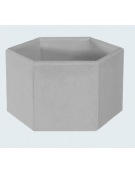 Fioriera di forma esagonale in graniglia di marmo con acciaio zigrinato e zincato, bocciardata e liscia - cm Ø42x34h
