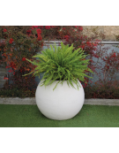 Fioriera di forma tonda in graniglia di marmo, con finitura bocciardata - cm Ø80h