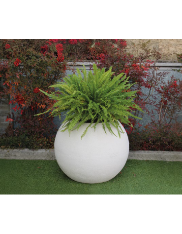 Fioriera di forma tonda in graniglia di marmo, con finitura bocciardata - cm Ø80h