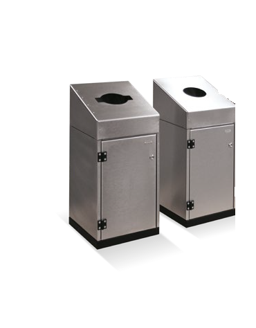 Cestone con sagomatura dei fori per la raccolta differenziata a 2 settori, in acciaio inox - cm 50x50x95,5h cad.