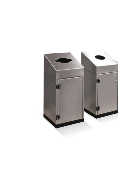 Cestone con sagomatura dei fori per la raccolta differenziata a 2 settori, in acciaio inox - cm 50x50x95,5h cad.