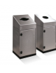 Cestone con sagomatura dei fori per la raccolta differenziata a 2 settori, in acciaio inox - cm 50x50x95,5h cad.