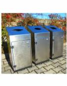 Cestone con sagomatura dei fori per la raccolta differenziata a 4 settori, in acciaio inox - cm 50x50x95,5h cad.