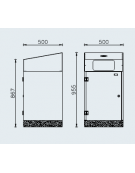 Cestone con sagomatura dei fori per la raccolta differenziata a 4 settori, in acciaio inox - cm 50x50x95,5h cad.