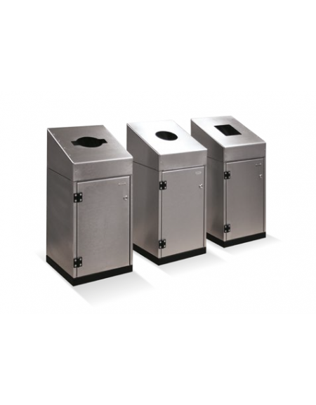 Cestone con sagomatura dei fori per la raccolta differenziata a 3 settori, in acciaio inox - cm 50x50x95,5h cad.