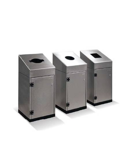 Cestone con sagomatura dei fori per la raccolta differenziata a 3 settori, in acciaio zincato e verniciato - cm 50x50x95,5h cad.