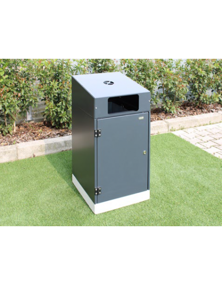 Cestone con sagomatura dei fori per la raccolta differenziata a 4 settori, in acciaio zincato e verniciato - cm 50x50x95,5h cad.