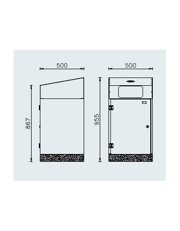 Cestone con sagomatura dei fori per la raccolta differenziata a 2 settori, in acciaio zincato e verniciato - cm 50x50x95,5h cad.