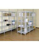 Scaffale metallico in acciaio verniciato RAL 7035 - 5 ripiani cm 100x40 - Montaggio a gancio-Dimensioni esterne cm 106,4x40x250h