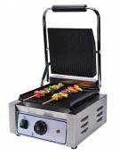 Piastra grill in ghisa rigata da banco, telaio acciaio inox - linea economica - mm 310x365x220/520h