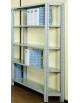 Scaffale metallico in acciaio verniciato RAL 7035 con 5 ripiani cm 70x30 - Montaggio a gancio-Dimensioni esterne cm 76,4x30x250h