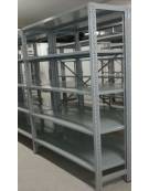 Scaffale metallico in acciaio verniciato RAL 7035 con 5 ripiani cm 120x30 -Montaggio a gancio-Dimensioni esterne cm 126,4x30x250