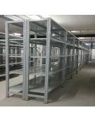 Scaffale metallico in acciaio verniciato RAL 7035 con 4 ripiani cm 100x40 - Montaggio a gancio-Dimensioni esterne cm 106,4x40x20