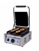 Piastra grill da banco in ghisa liscia sopra e sotto - linea economica - struttura acciaio inox - mm 310x365x220/520h