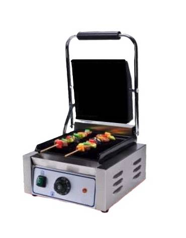 Piastra grill da banco in ghisa liscia sopra e sotto - linea economica - struttura acciaio inox - mm 310x365x220/520h