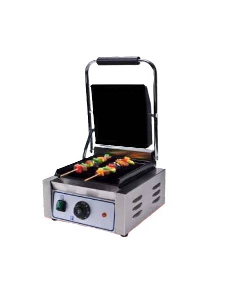 Piastra grill da banco in ghisa liscia sopra e sotto - linea economica - struttura acciaio inox - mm 310x365x220/520h