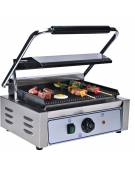 Piastra grill media in ghisa rigata da banco, telaio acciaio inox - linea economica - mm 430x365x220/520h