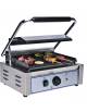 Piastra grill media in ghisa rigata da banco, telaio acciaio inox - linea economica - mm 430x365x220/520h
