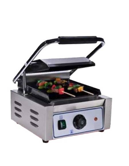 Piastra grill media in ghisa liscia sopra e sotto - struttura acciaio inox - linea economica - mm 430x365x220/520h