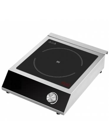 Piastra a induzione in acciaio inox con piano di cottura in vetroceramica - diametro pentole da 12 a 26 cm - linea economica